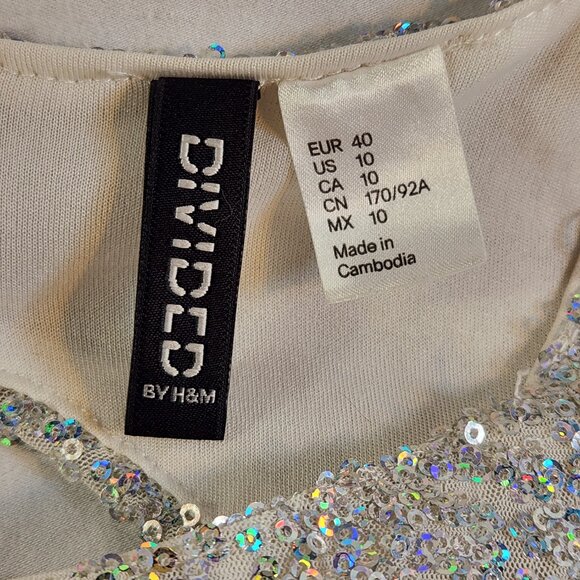 DIVIDED By H&M Sequin Embellished Sleeveless Open Back Mini Dress - Size 10 - Picture 10 of 11